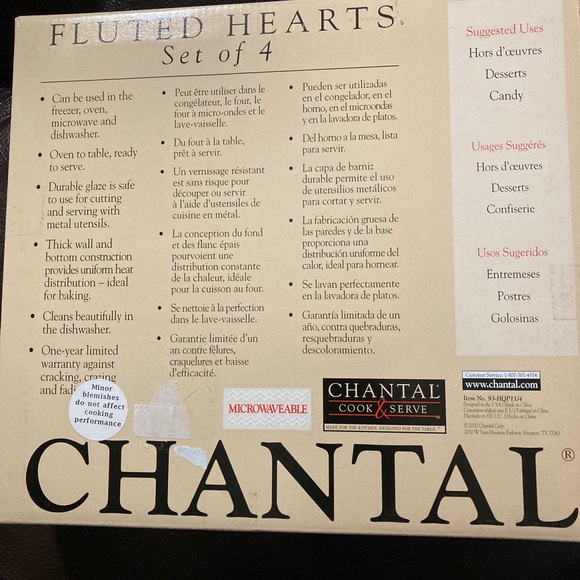 NIP Chantal Set Of 4 white Fluted hearts. - Picture 2 of 3